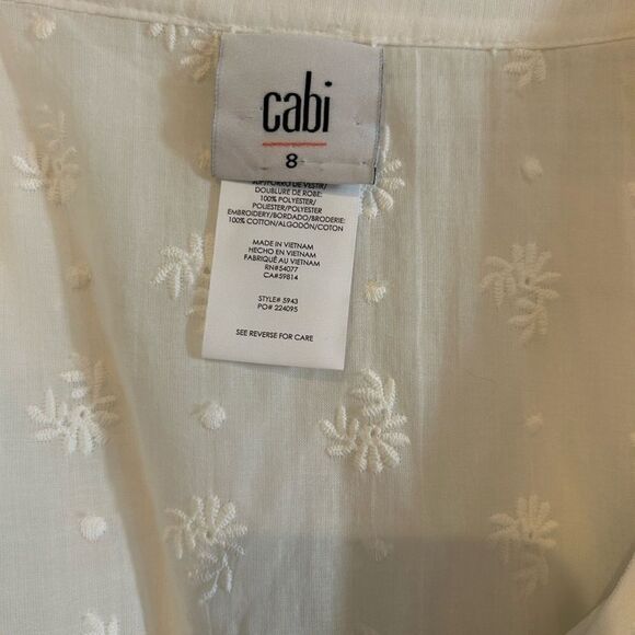 New Midsummer Dress by Cabi #5943 Embroidered Eyelet Button Front Sz 8 - Picture 4 of 14